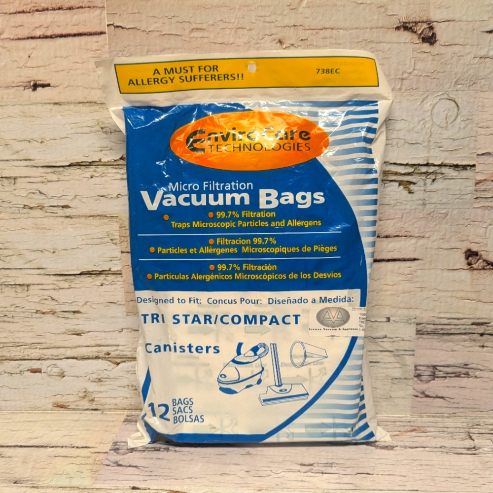 Envirocare Technologies Micro Filtration Tri Star/Compact Canister Vacuum Bags